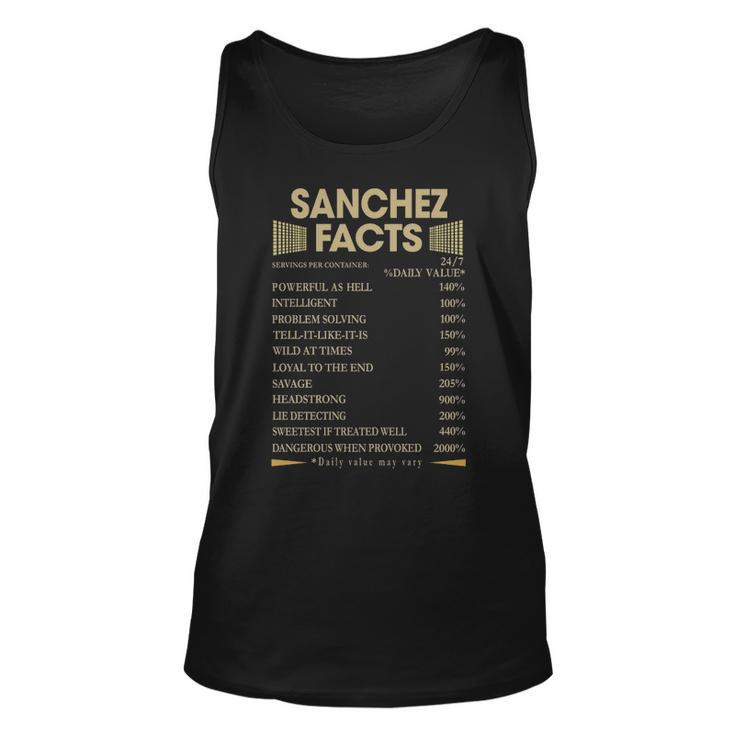 Sanchez Name Gift Sanchez Facts Unisex Tank Top