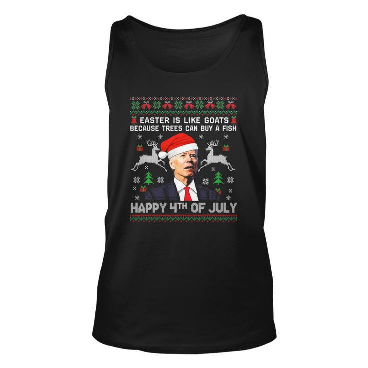 Santa Joe Biden Happy 4Th Of July Ugly Christmas  Men Unisex Tank Top