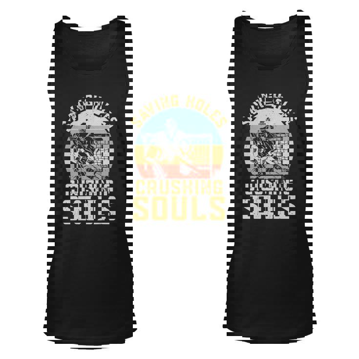 Saving Holes Crushing Souls Retro Ice Hockey Goalie Unisex Tank Top