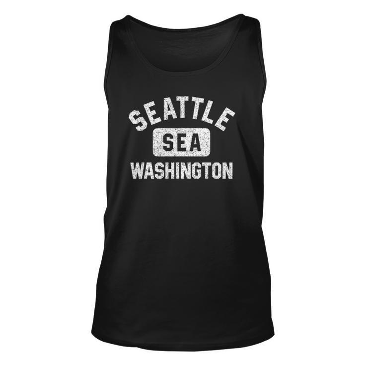 Seattle Washington Sea Gym Style Distressed White Print Unisex Tank Top