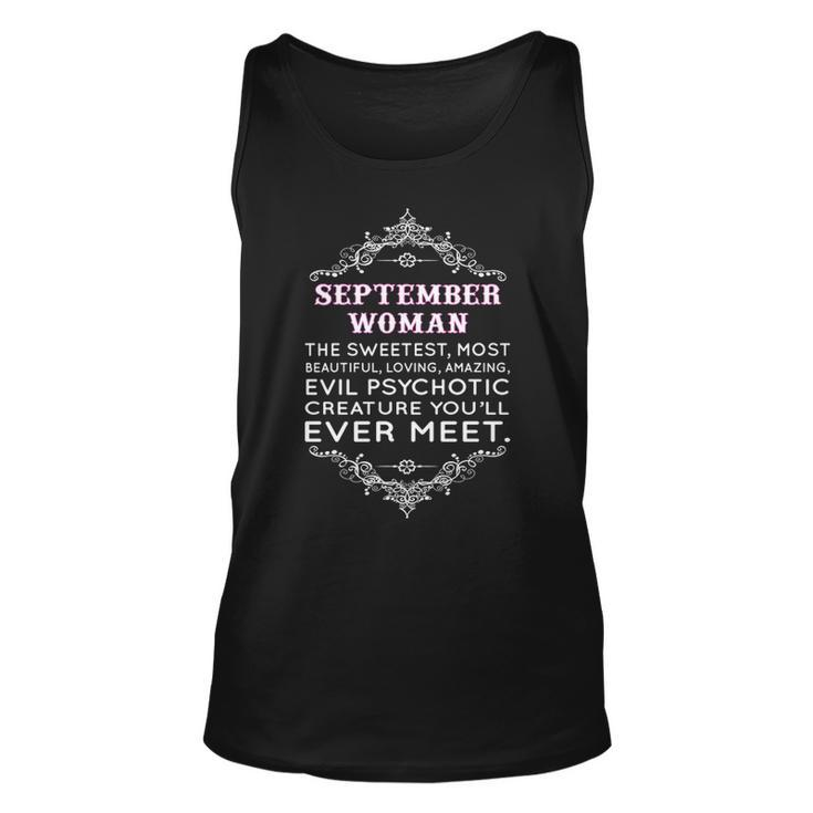 September Woman   The Sweetest Most Beautiful Loving Amazing Unisex Tank Top