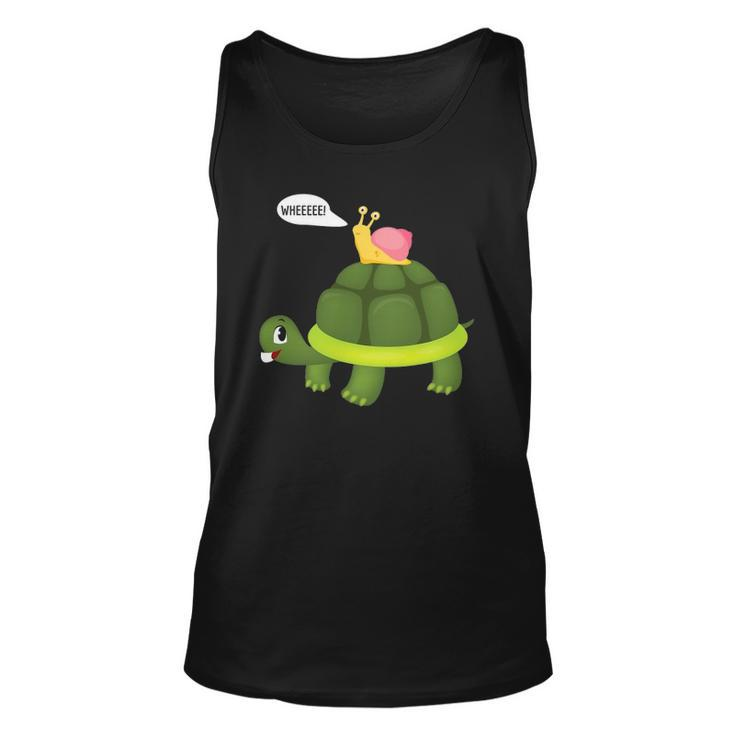 Snail Riding Turtle Funny Gift Unisex Tank Top
