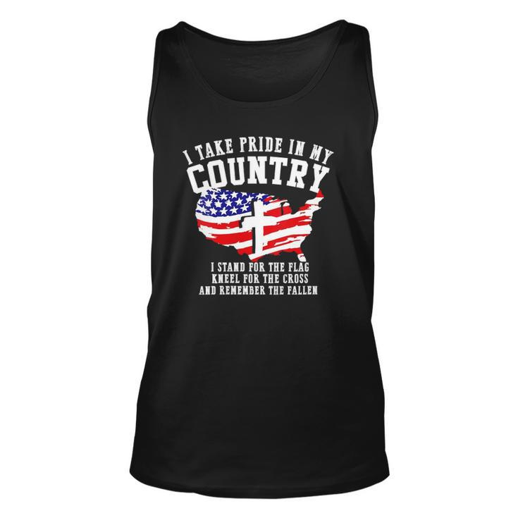 Womens Stand For The Flag Kneel For The Cross Patriotic 4Th Of July V-Neck Tank Top