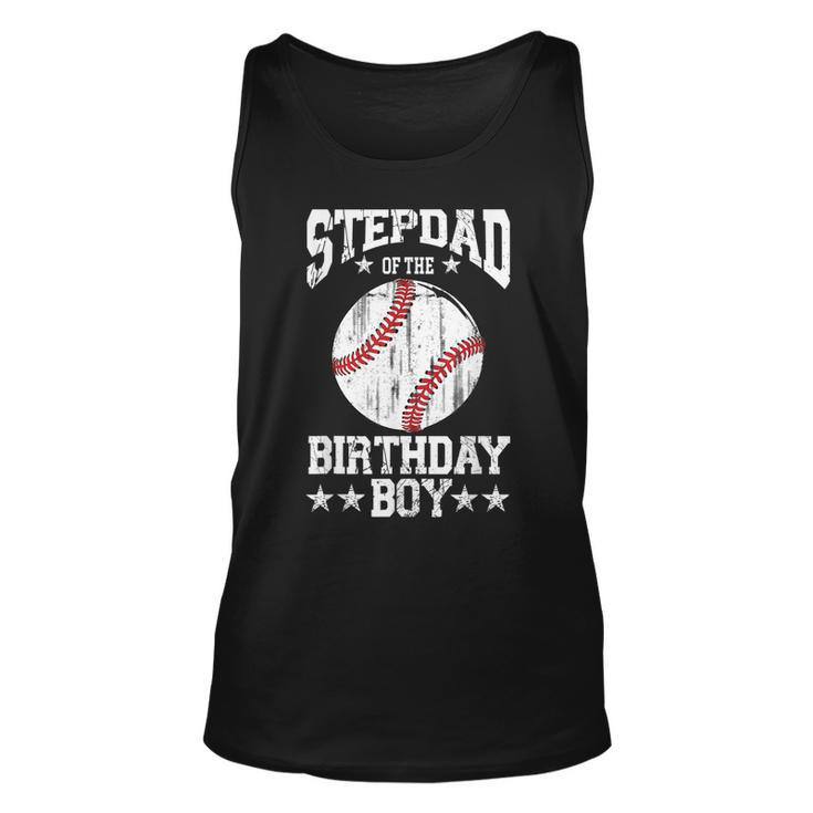 Stepdad Of The Birthday Boy Baseball Lover Vintage Retro  Unisex Tank Top