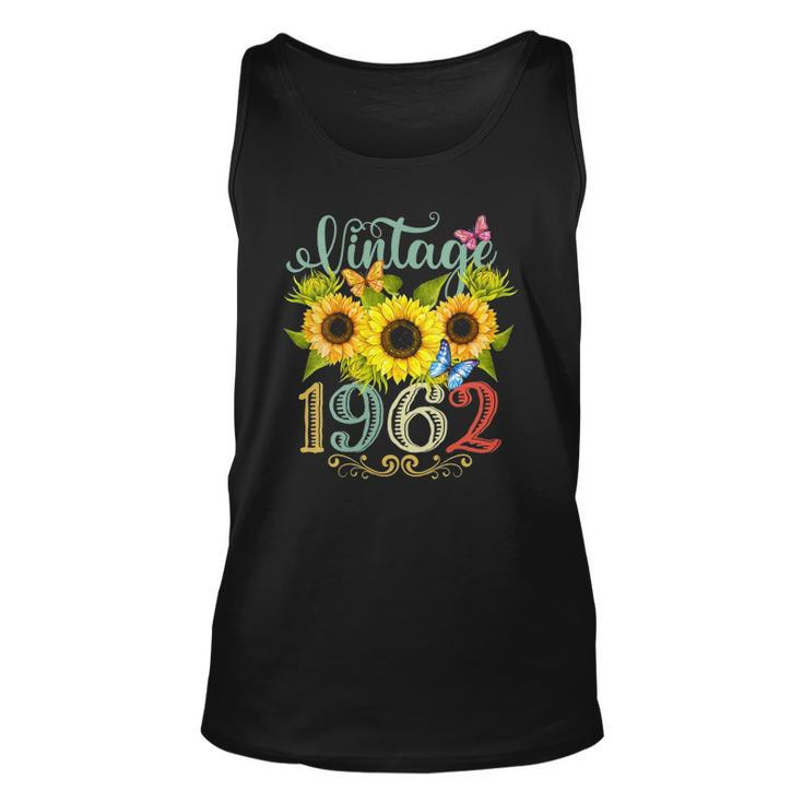 Womens Sunflower Floral Butterfly Vintage 1962 60Th Birthday Tank Top