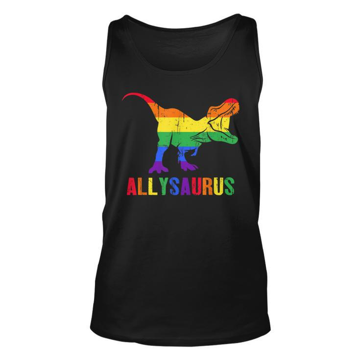 T Rex Dinosaur Lgbt Gay Pride Flag Allysaurus Ally  Unisex Tank Top