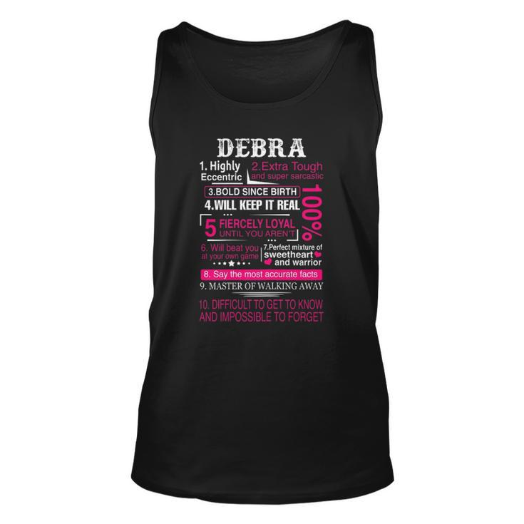 Ten Facts About Women Debra First Name Gift Unisex Tank Top