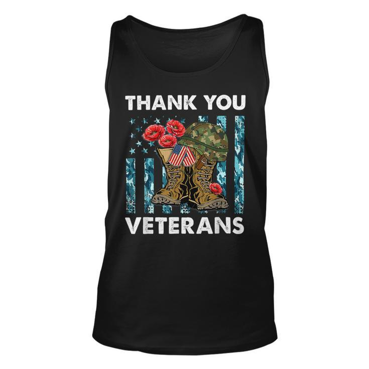 Thank You Veterans Combat Boots Poppy Veteran Day T-Shirt T-Shirt Unisex Tank Top