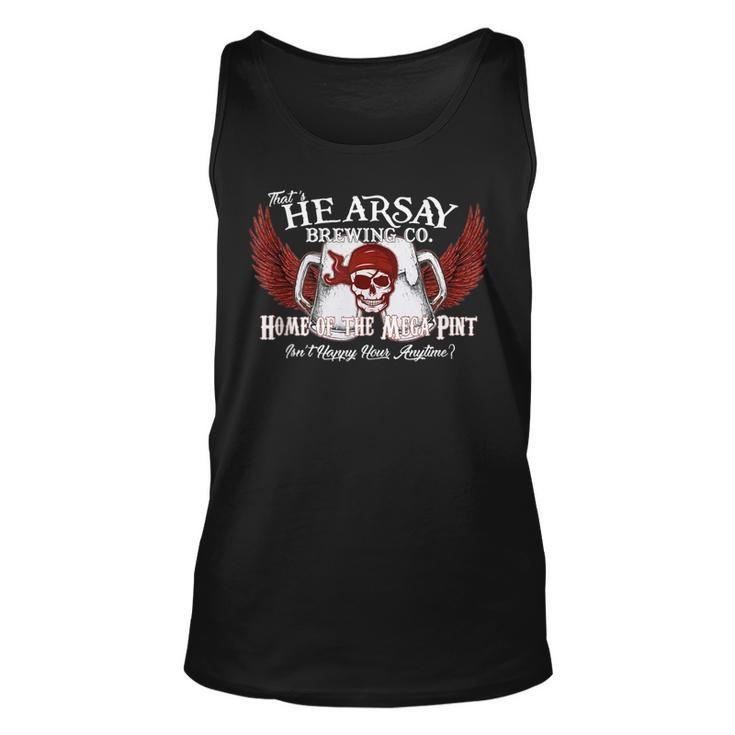 Thats Hearsay Brewing Co Home Of The Mega Pint Funny Skull  Unisex Tank Top