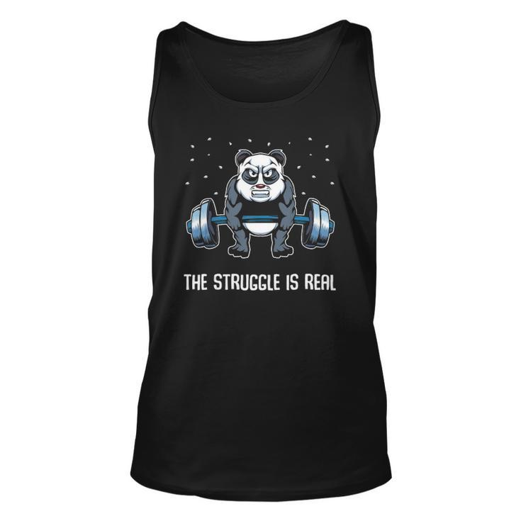 The Struggle Is Real Funny Fitness Panda Gymer  Unisex Tank Top