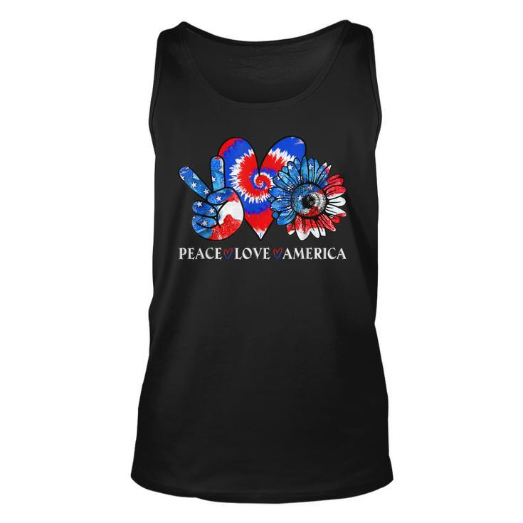 Tie Dye 4Th Of July Peace Love America Sunflower Patriotic  Unisex Tank Top