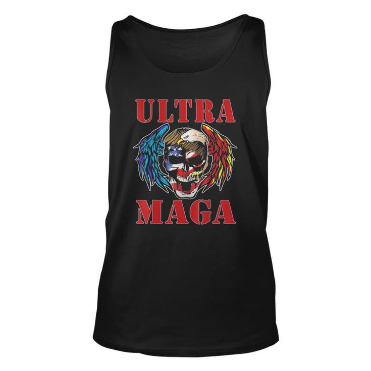 Ultra Maga Anti Joe Biden American Flag Skull Bald Eagle Unisex Tank Top