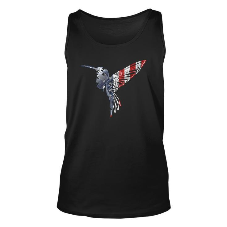 Womens Usa American Flag Dot Art Cute Bird Hummingbird 4Th Of July V Neck Tank Top