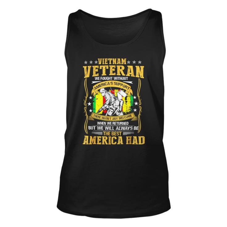 Veteran Veterans Day Vietnam Veteran We Fought Without Americas Support 95 Navy Soldier Army Military Unisex Tank Top