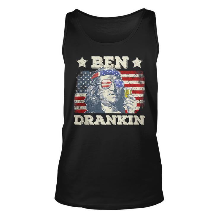 Vintage Ben Drankin 4Th Of July Benjamin Usa Flag   Unisex Tank Top