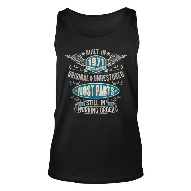 Vintage Birthday Born In 1971 Built In The 70S  Unisex Tank Top