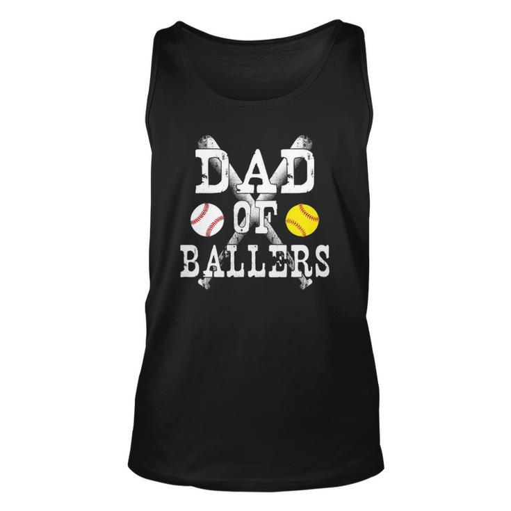 Vintage Dad Of Ballers Funny Baseball Softball Lover Unisex Tank Top