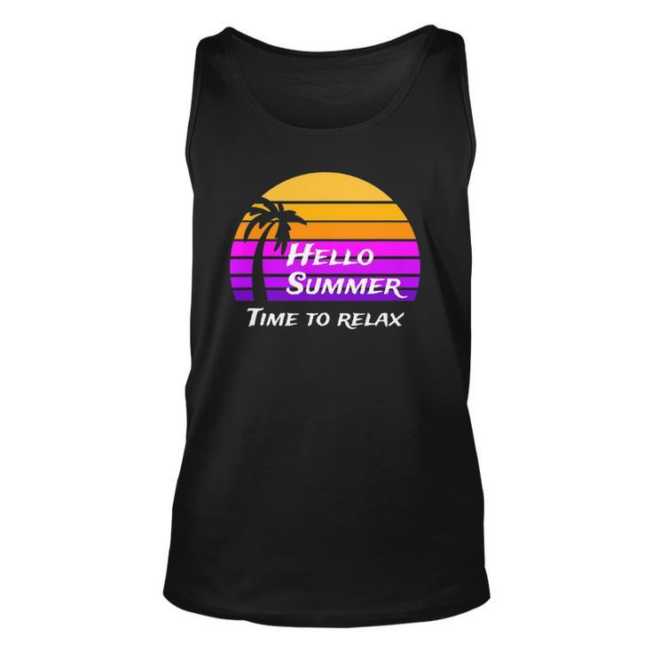 Vintage Hello Summer Its Time To Relax Unisex Tank Top