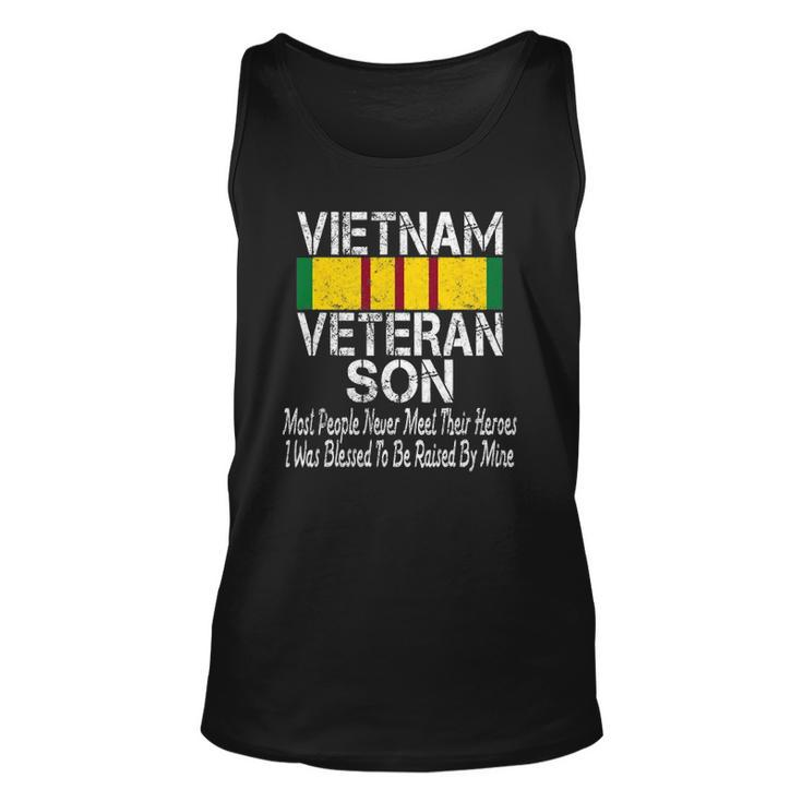 Vintage Us Military Family Vietnam Veteran Son Unisex Tank Top