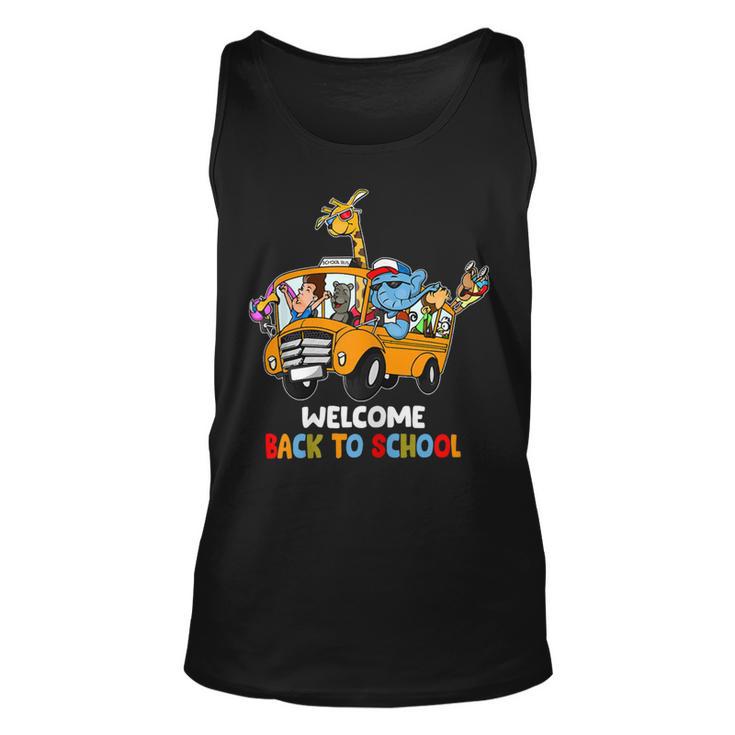 Welcome Back To School Zoo Animal Bus 477 Shirt Unisex Tank Top