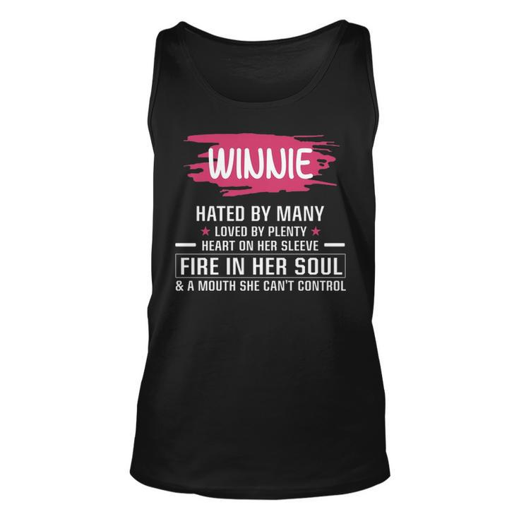 Winnie Name Gift   Winnie Hated By Many Loved By Plenty Heart On Her Sleeve Unisex Tank Top
