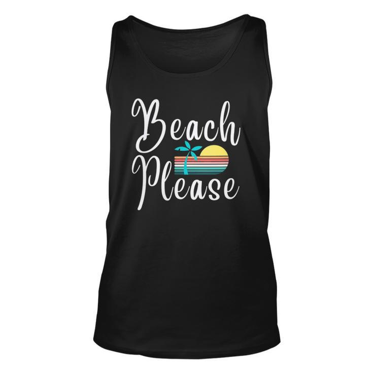 Womens Beach Please Palm Tree Vacation  Unisex Tank Top