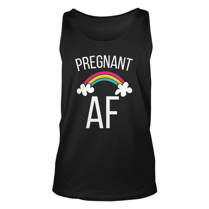 Womens Cute Pregnant Af Funny Rainbow Expecting Tee Unisex Tank Top