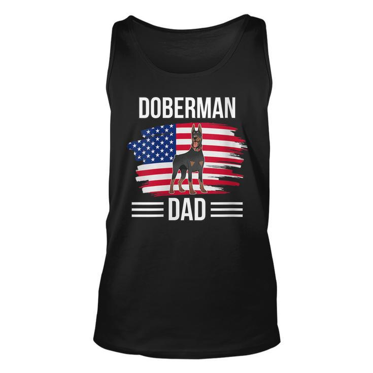 Womens Dog Owner Us Flag 4Th Of July Fathers Day Doberman Dad  Unisex Tank Top
