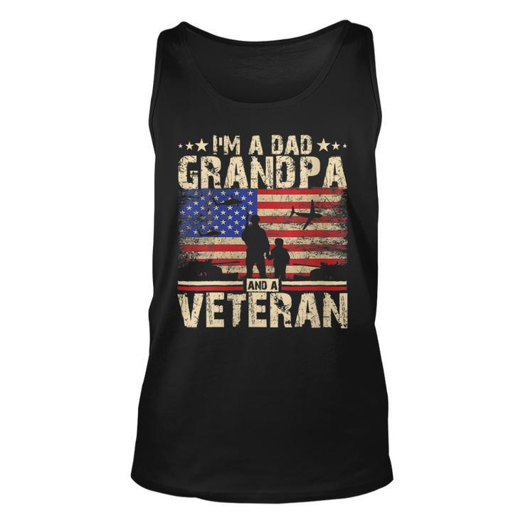 Womens Fathers Day | 4Th Of July | Im A Dad Grandpa And A Veteran  Unisex Tank Top