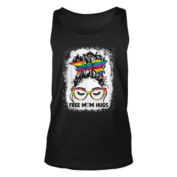 Womens Free Mom Hugs Messy Bun Lgbt Pride Rainbow  V2 Unisex Tank Top