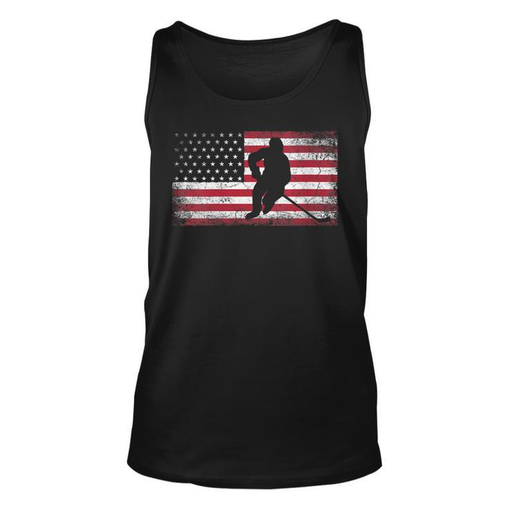 Womens Hockey American Flag 4Th Of July Patriotic Usa Dad Men Son  Unisex Tank Top