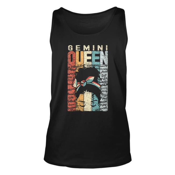 Womens June Birthday Gemini Queen Im Black Queen Afro Mom Bun  Unisex Tank Top