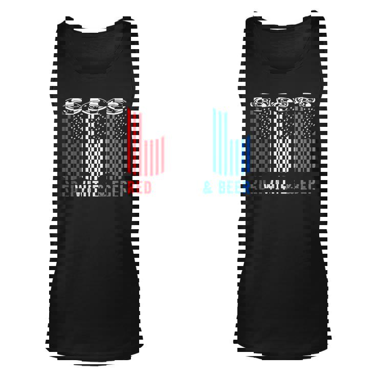 Womens Red White & Beer 4Th Of July Wine Red White Blue Beer  Unisex Tank Top