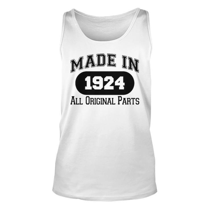 1924 Birthday Made In 1924 All Original Parts Unisex Tank Top