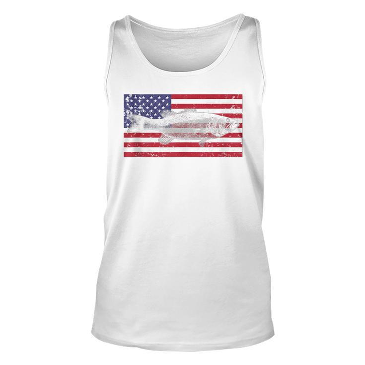 4Th Of July American Flag Bass Fish Usa Distressed Mens Dad  Unisex Tank Top
