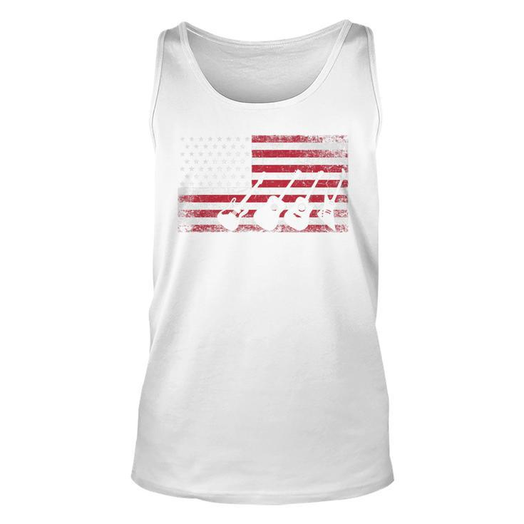 4Th Of July Gift For Men Dad Guitar Musician American Flag   Unisex Tank Top
