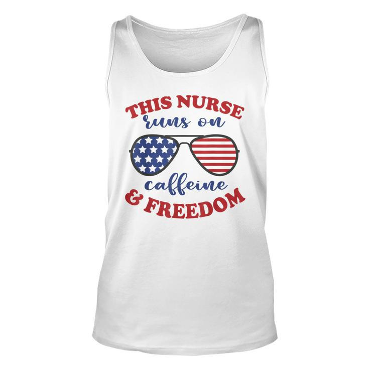 4Th Of July Nurse American Flag Sunglasses Caffeine Freedom  Unisex Tank Top