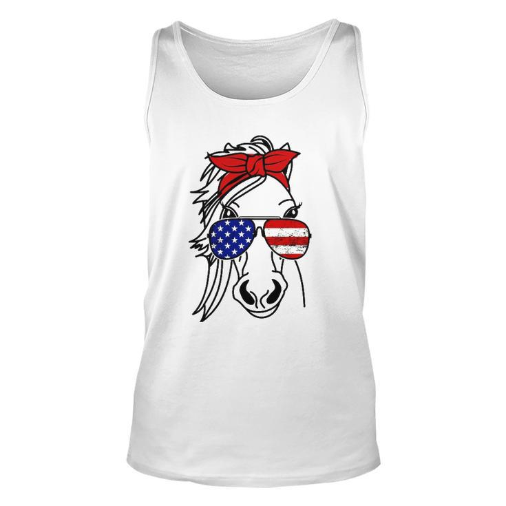 4Th Of July Patriotic Horse American Flag Sunglasses Unisex Tank Top