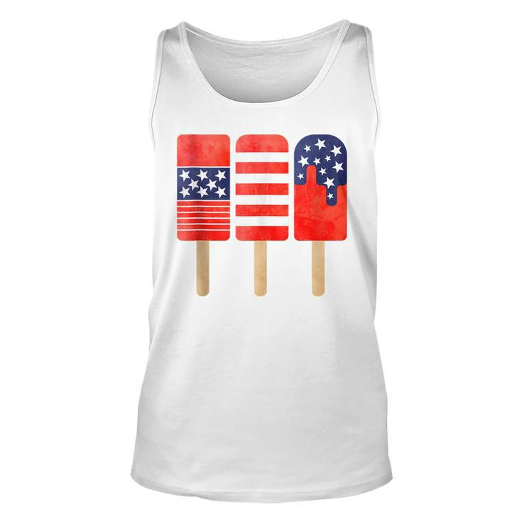 4Th Of July Popsicles Usa Flag Independence Day Patriotic  Unisex Tank Top