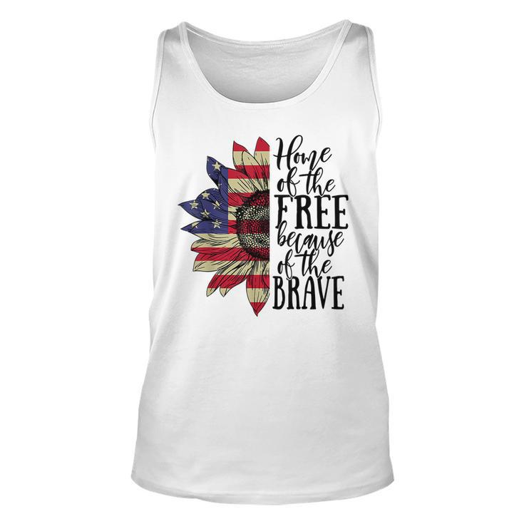 4Th Of July Sunflower Home Of The Free Because Of The Brave  Unisex Tank Top