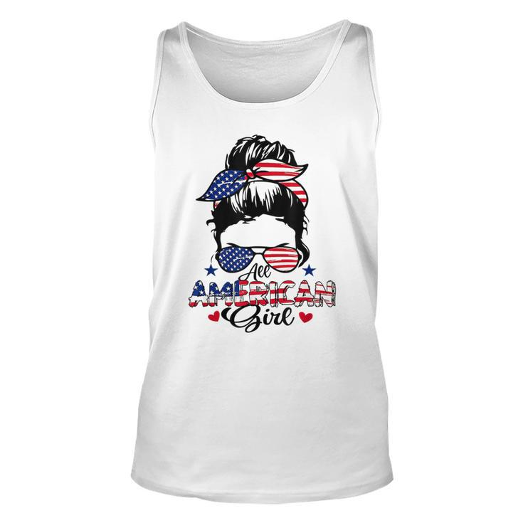 All American Girls 4Th Of July Messy Bun Patriotic  Unisex Tank Top