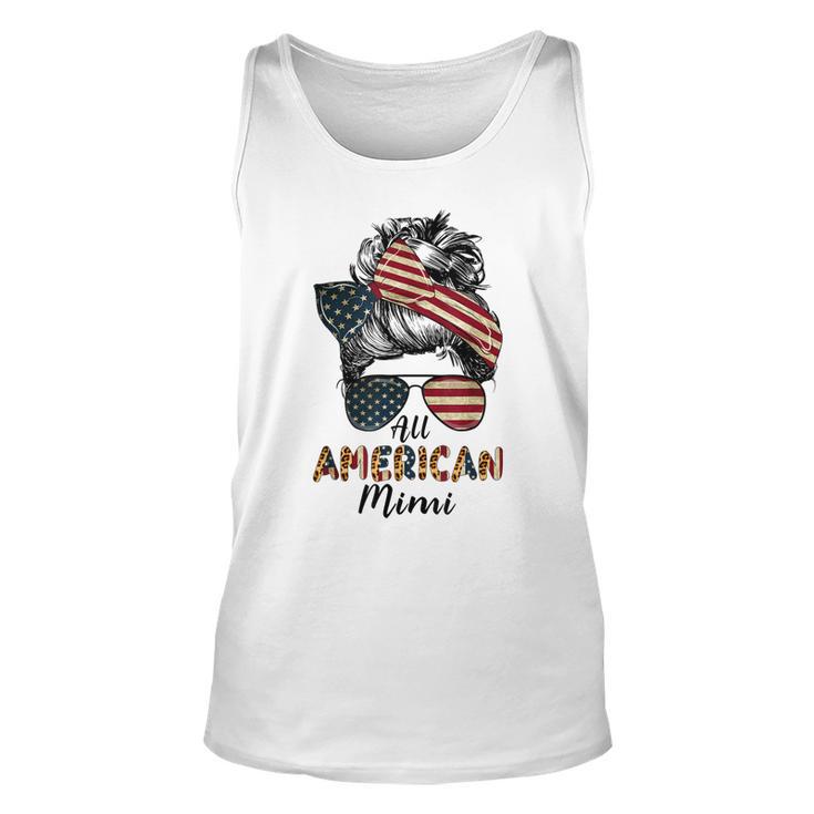 All American Mimi Messy Bun Matching Family 4Th Of July Mom Unisex Tank Top