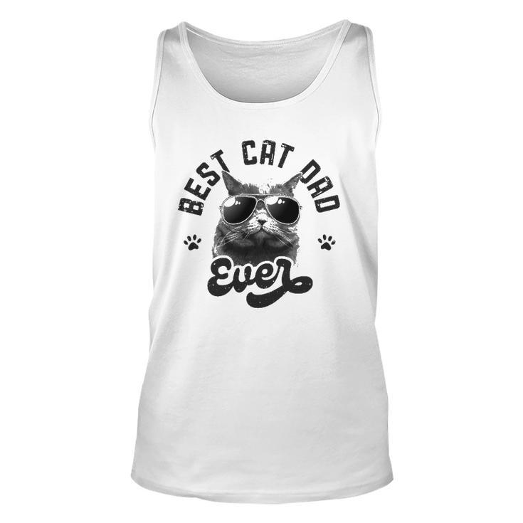 Best Cat Dad Ever Funny Daddy Fathers Day Retro Vintage Men Unisex Tank Top