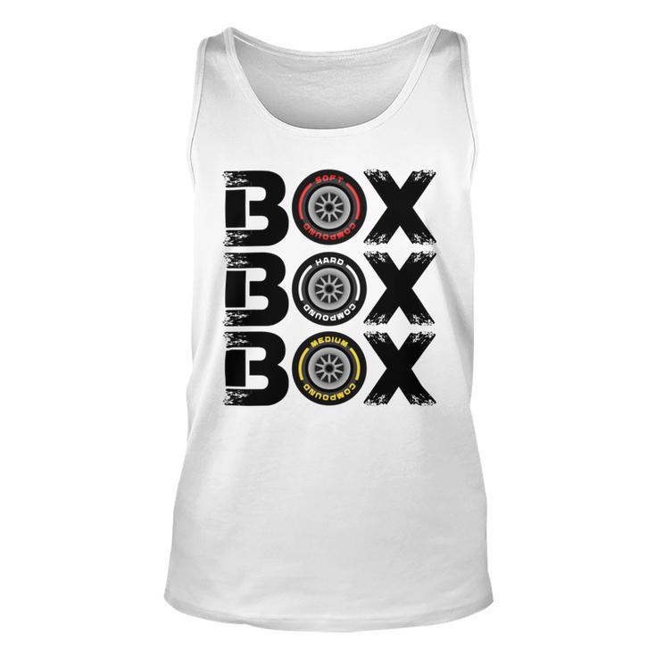 Box Box Box F1 Tyre Compound V2 Design Unisex Tank Top