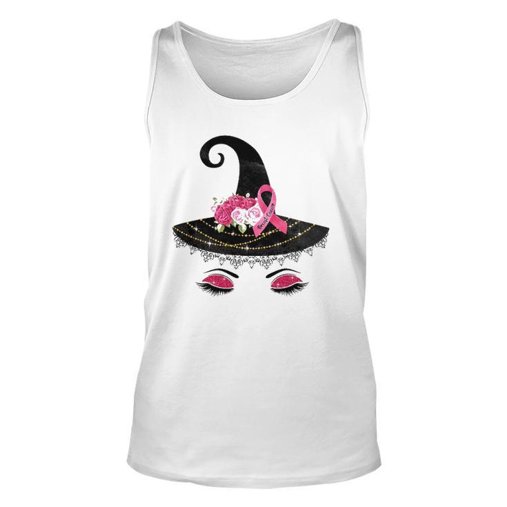 Breast Cancer Witch Hat Pink Ribbon Flower Awareness Month Unisex Tank Top