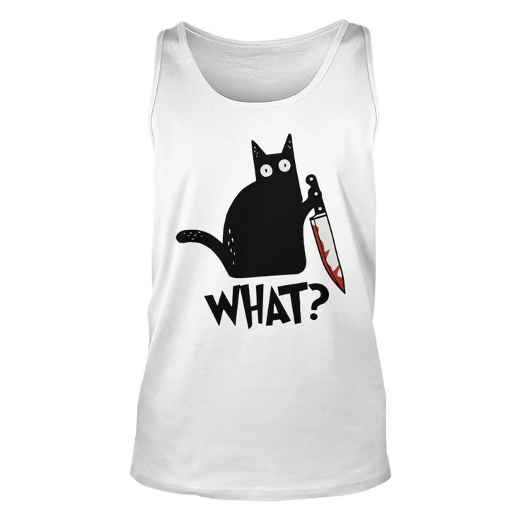 Cat What Murderous Black Cat With Knife Unisex Tank Top