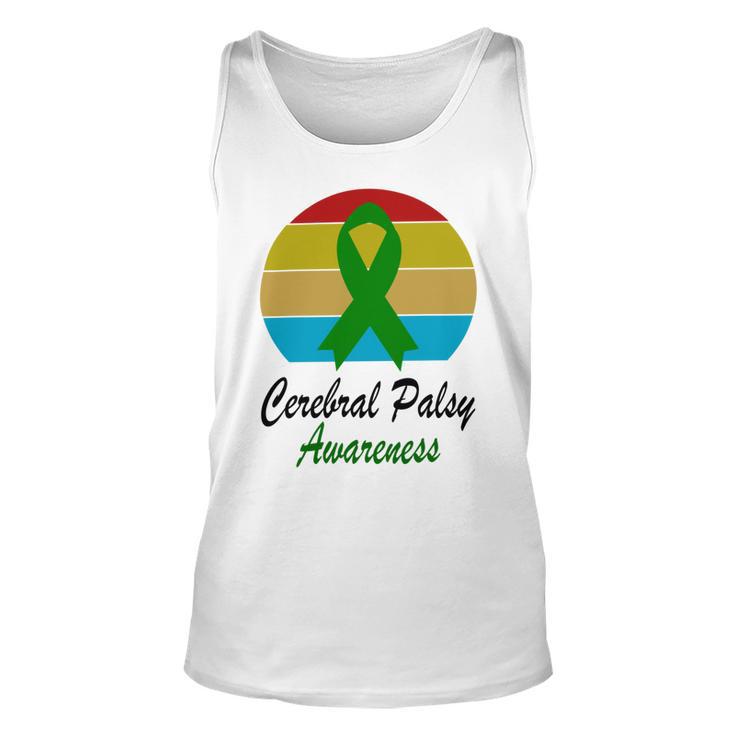 Cerebral Palsy Awareness Vintage  Green Ribbon  Cerebral Palsy  Cerebral Palsy Awareness Unisex Tank Top