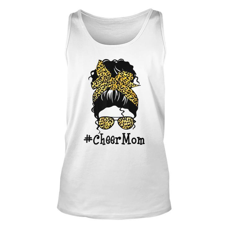 Cheer Mom Leopard Messy Bun Cheerleader Funny Mothers Day  V2 Unisex Tank Top