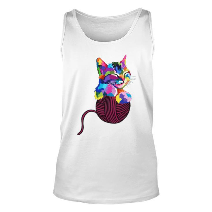 Cute Cat Gift For Kitten Lovers Colorful Art Kitty Adoption Unisex Tank Top