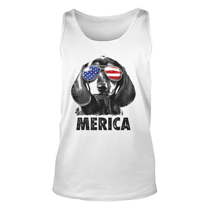 Dachshund 4Th Of July Merica Men American Flag Sunglasses Unisex Tank Top